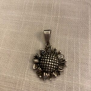 Sterling Silver Sunflower Pendant Signed 925